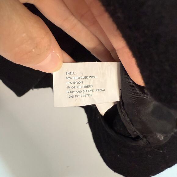 Gap Womens Y2K Wool Blend Coat Size Medium Black Preppy Winter Short Button - Picture 5 of 7